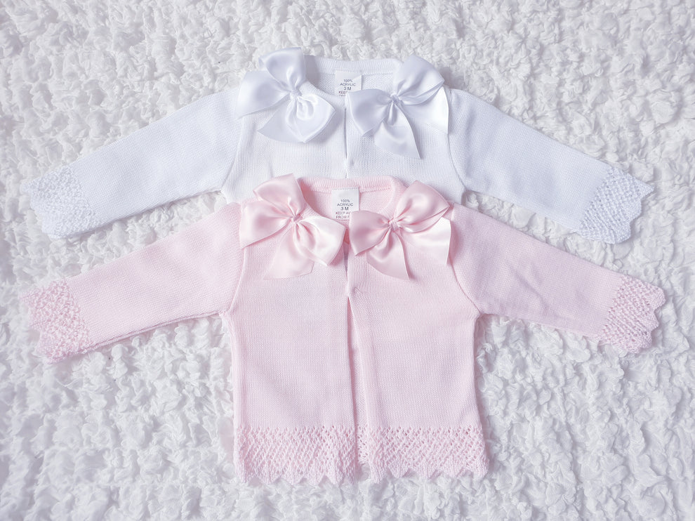 Baby Girls Double Ribbon Bow Cardigan