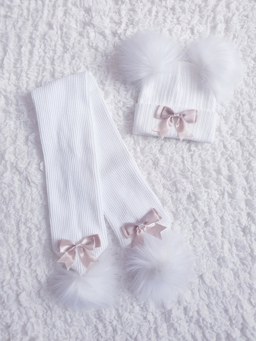 Girls Bow Hat & Scarf Sets