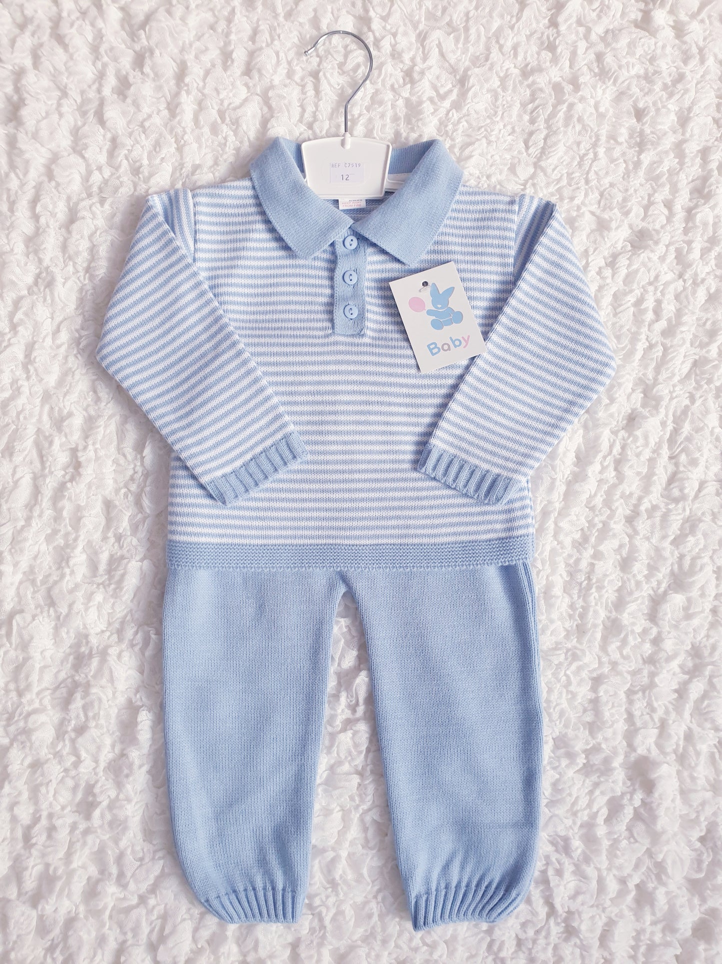 Boys Spanish Blue Striped Knitted 2 Piece Set
