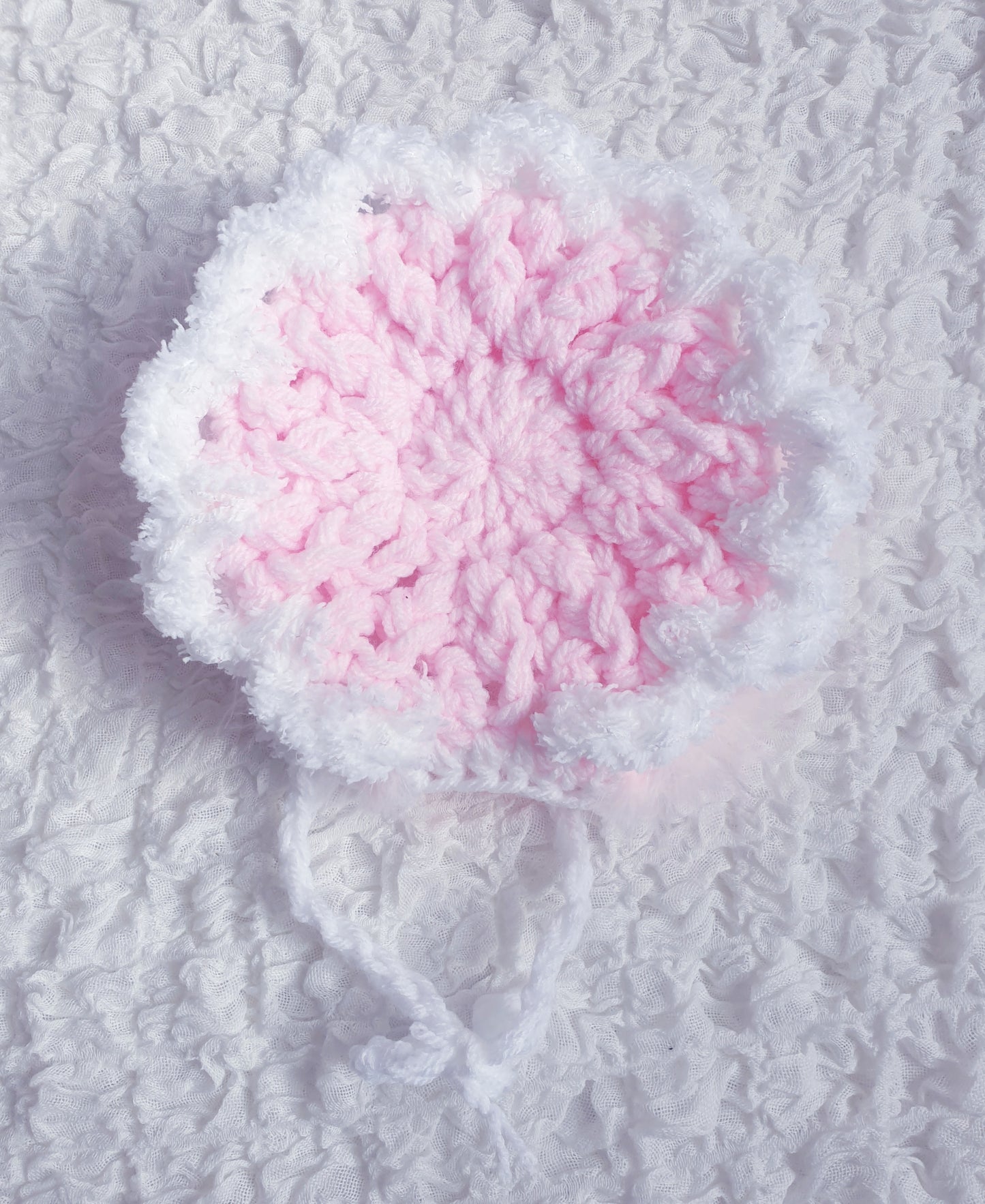 Baby Girls Pink/White Hand Knitted Cardigan & Hat Set