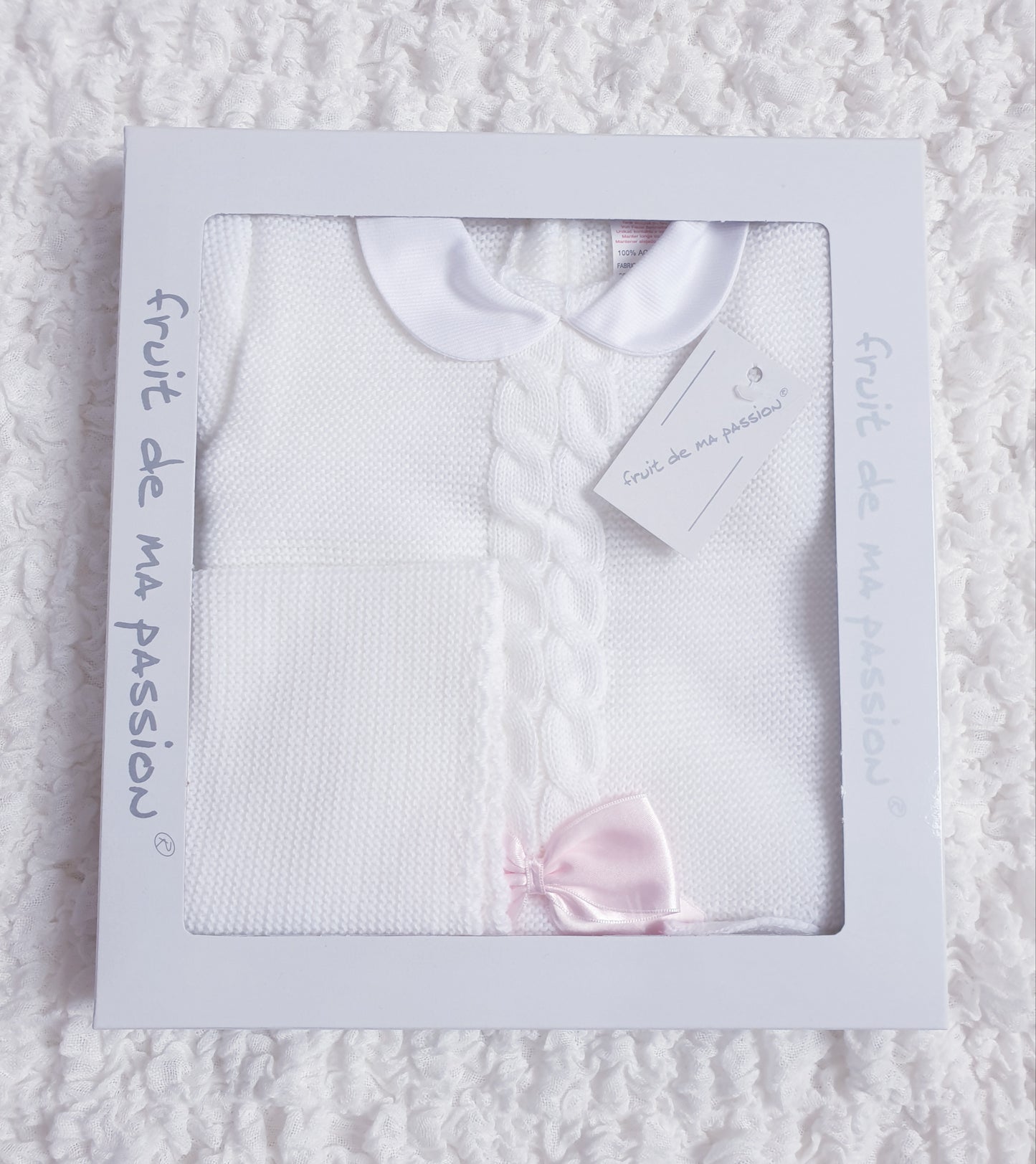 Baby Girls Spanish White Bow Knitted 3 Piece Set