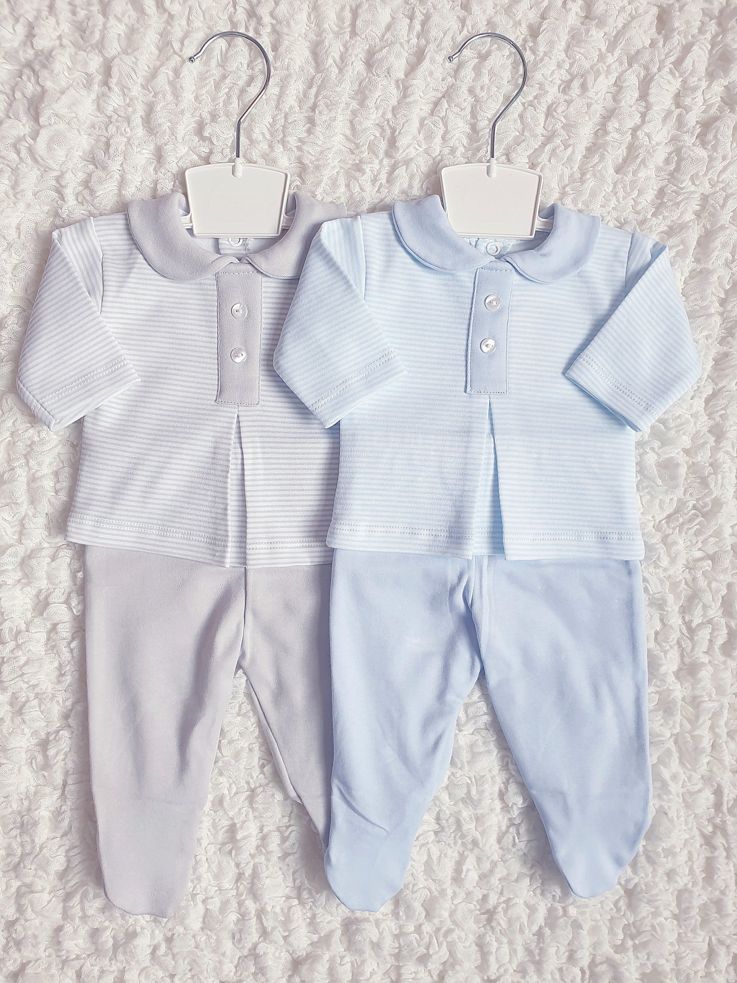 Baby Boys Blue/Grey Stripe 2 Piece Set