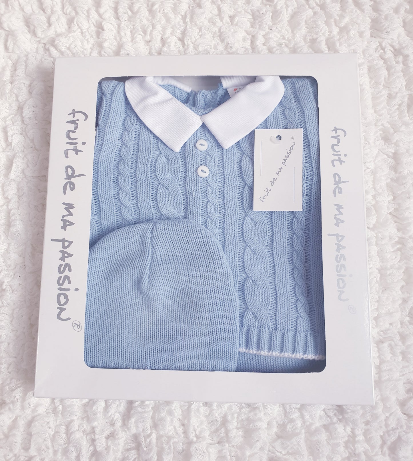 Baby Boys Spanish Blue Knitted 3 Piece Set