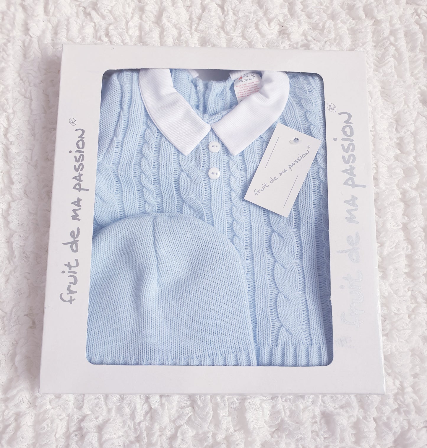 Baby Boys Spanish Baby Blue Knitted 3 Piece Set