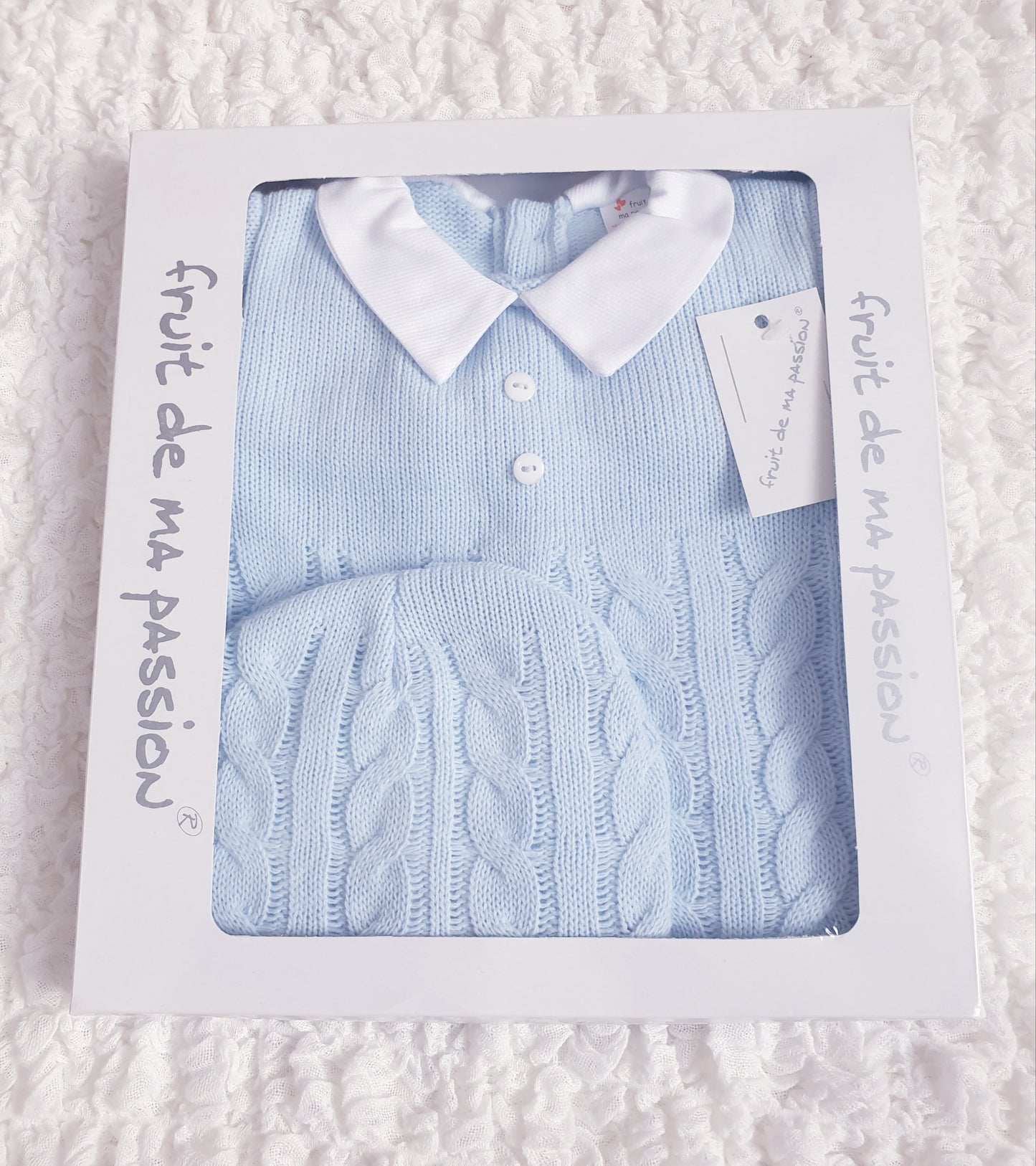 Baby Boys Spanish Baby Blue Knitted 3 Piece Set