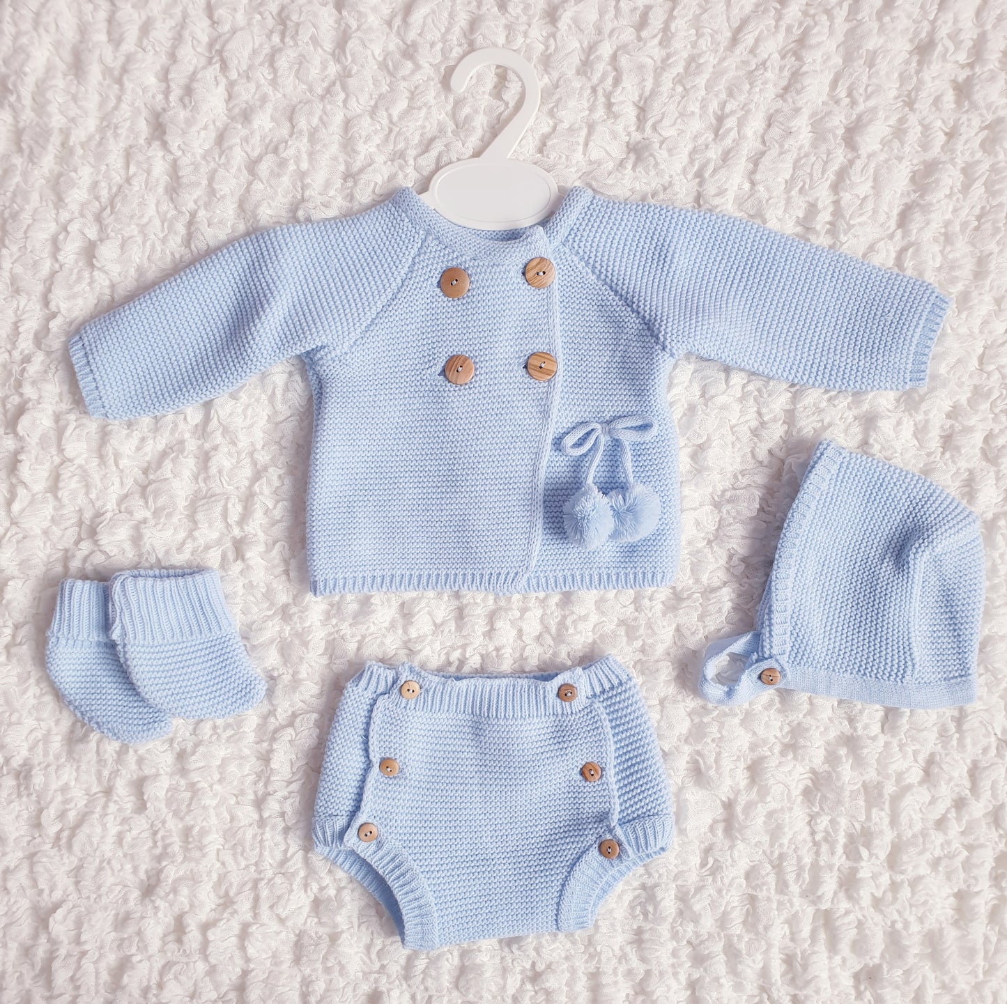 Baby Boys Blue Spanish Knitted Jam Pants Set
