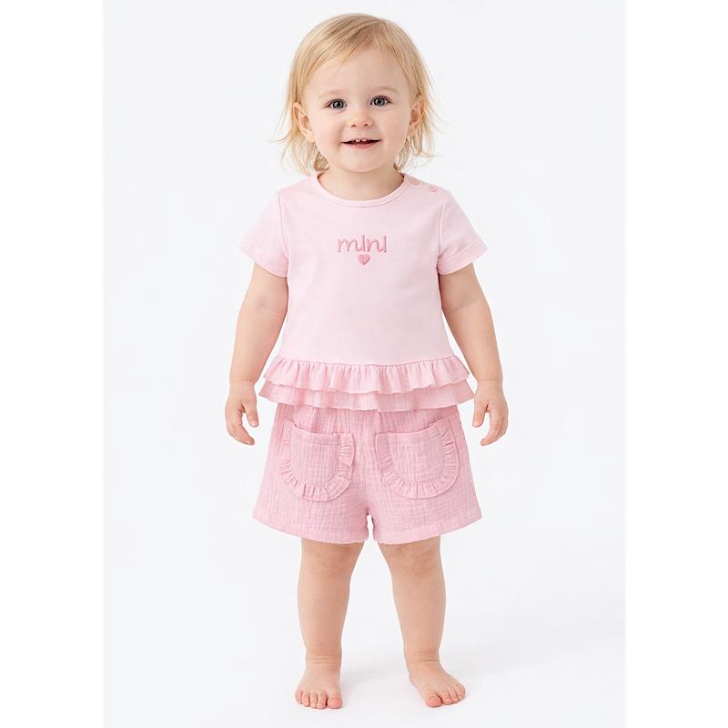 Baby Girls Pink Ruffle Shorts Set