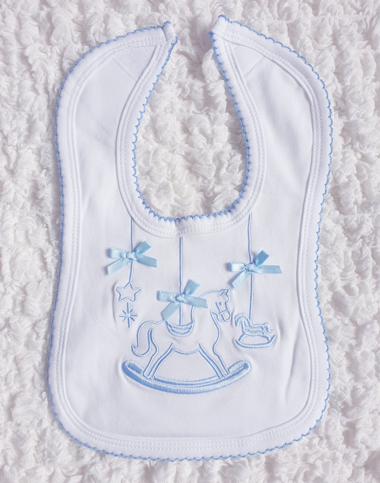 Baby Boys/Girls Rocking Horse Bib Blue/Pink