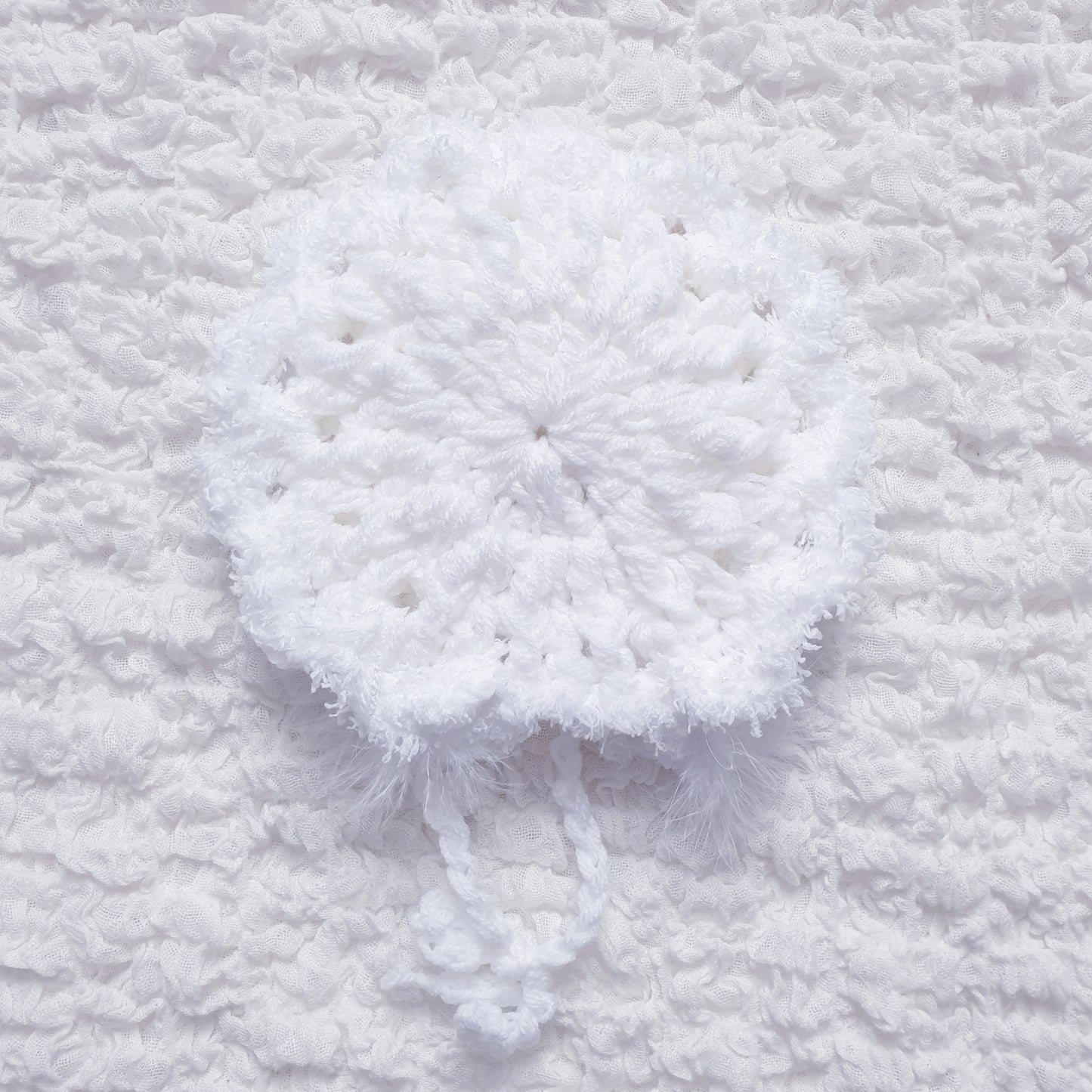 Baby Girls White Hand Knitted Cardigan & Bonnet Set