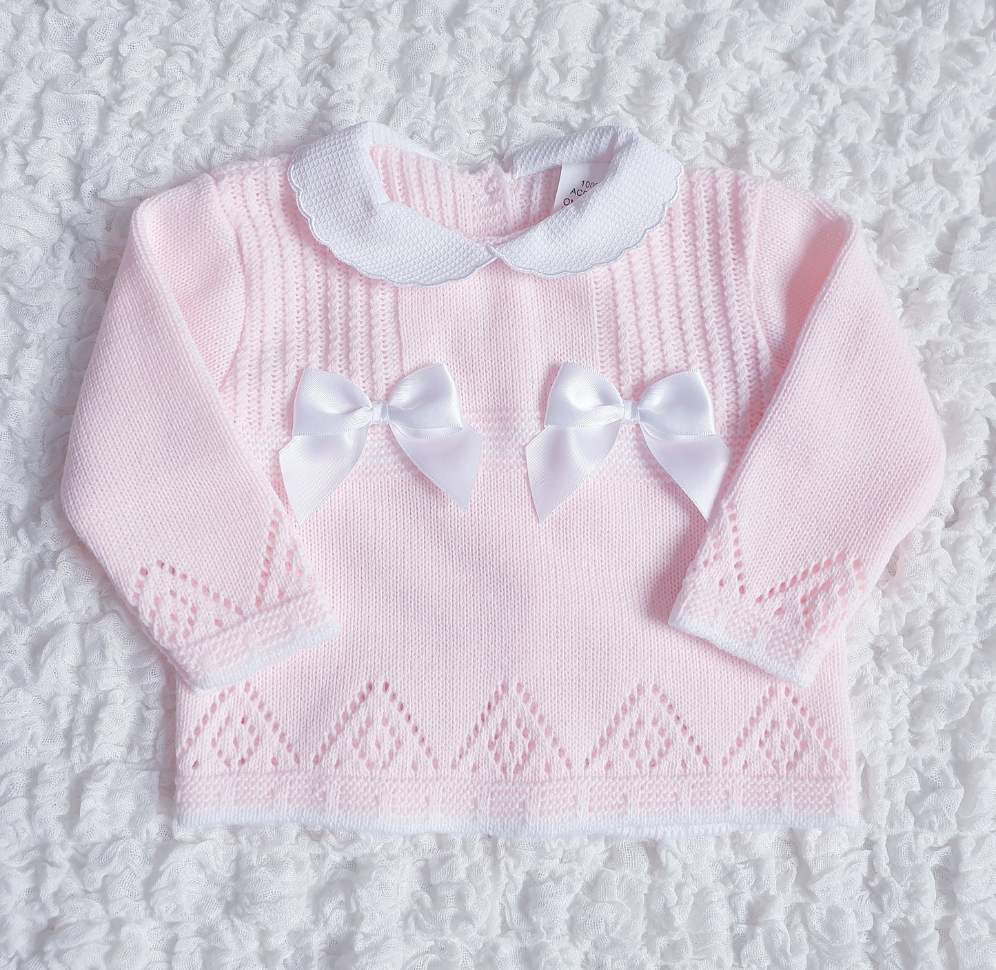 Baby Girls Pink Spanish Knitted 3 Piece Set