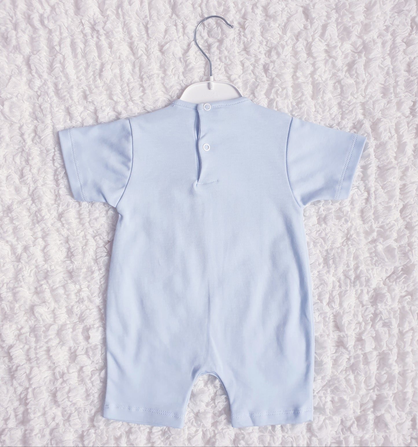 Baby Boys Blue Square Bib Romper