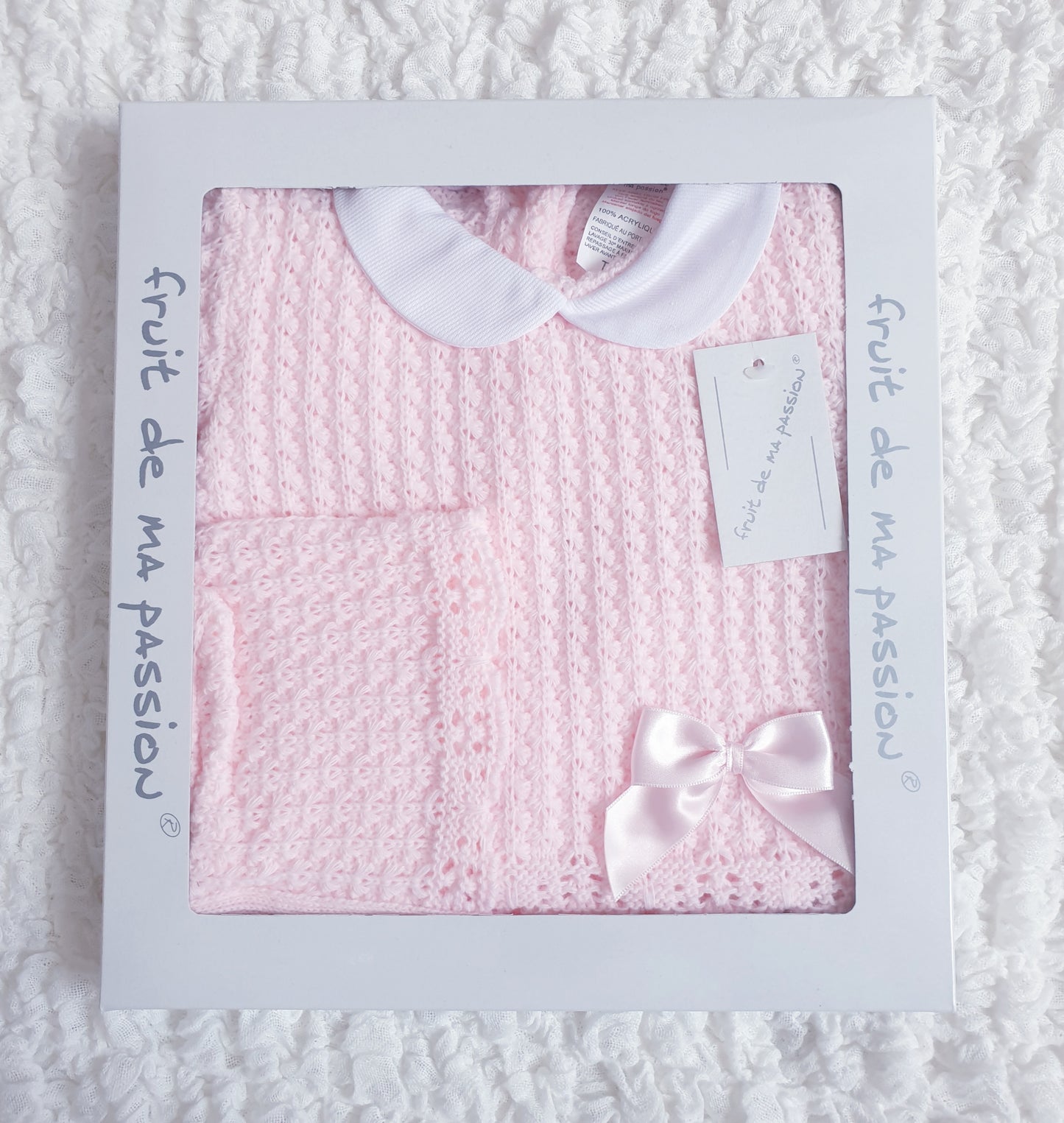 Baby Girls Pink Spanish Knitted 3 Piece Box Set