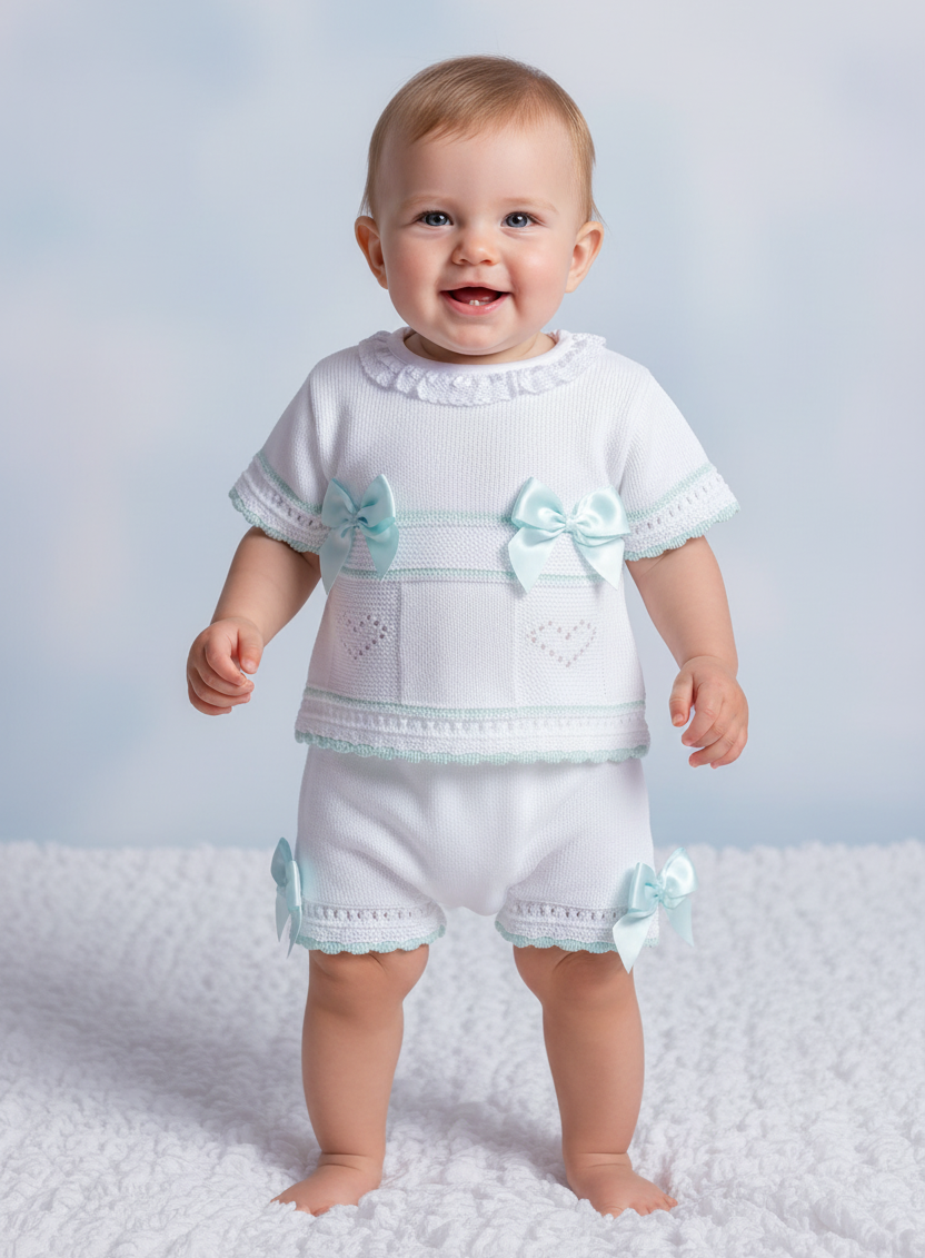 Baby Girls Spanish Knitted Bow Shorts Set