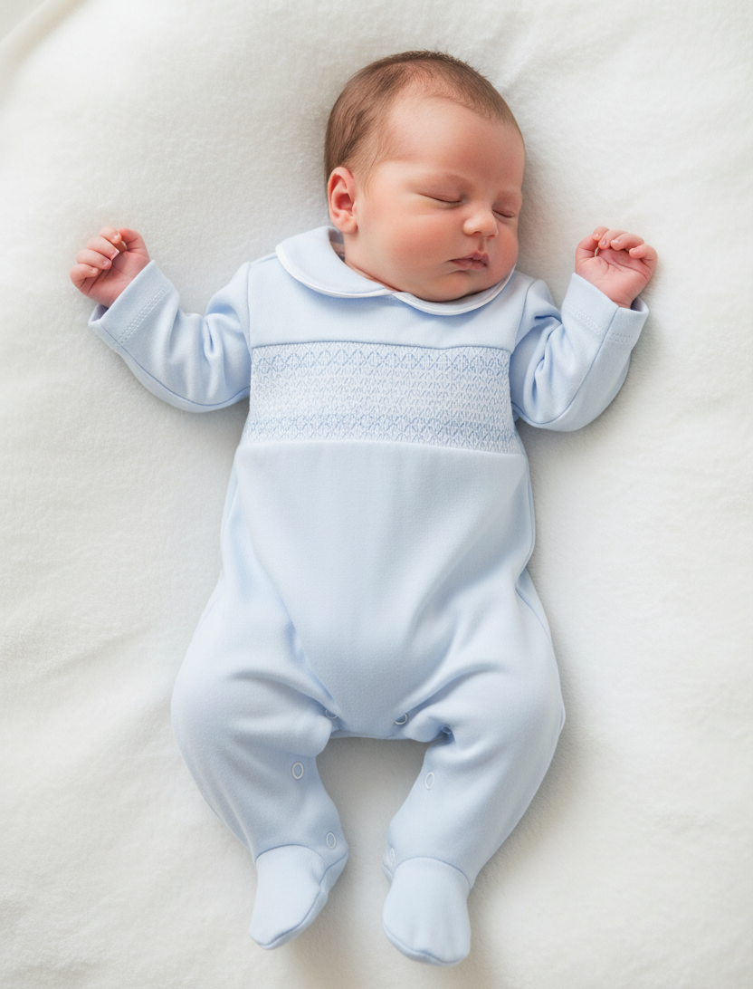 Baby Boys Spanish Smocked Babygrow