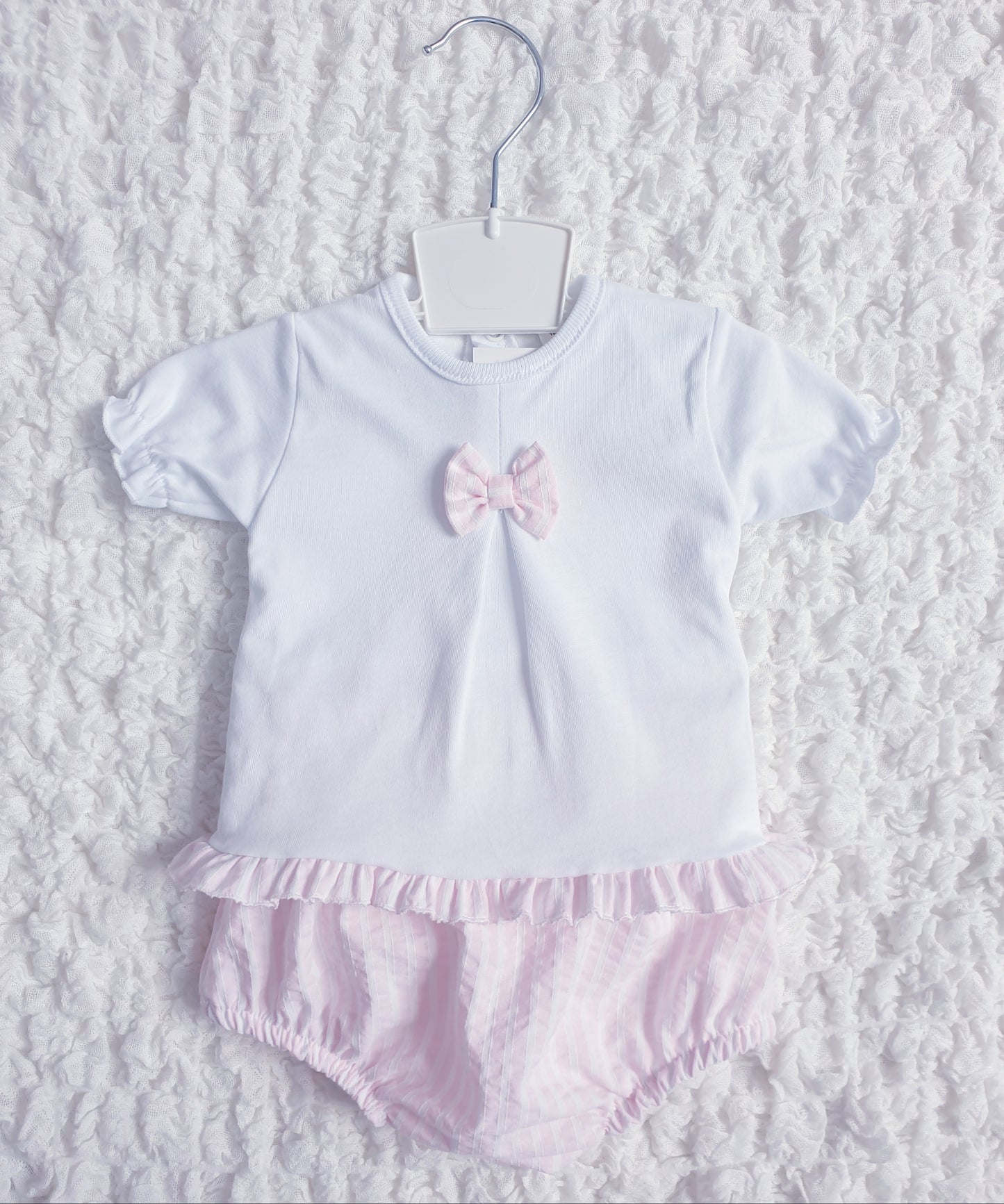 Baby Girls White Pink Jam Set