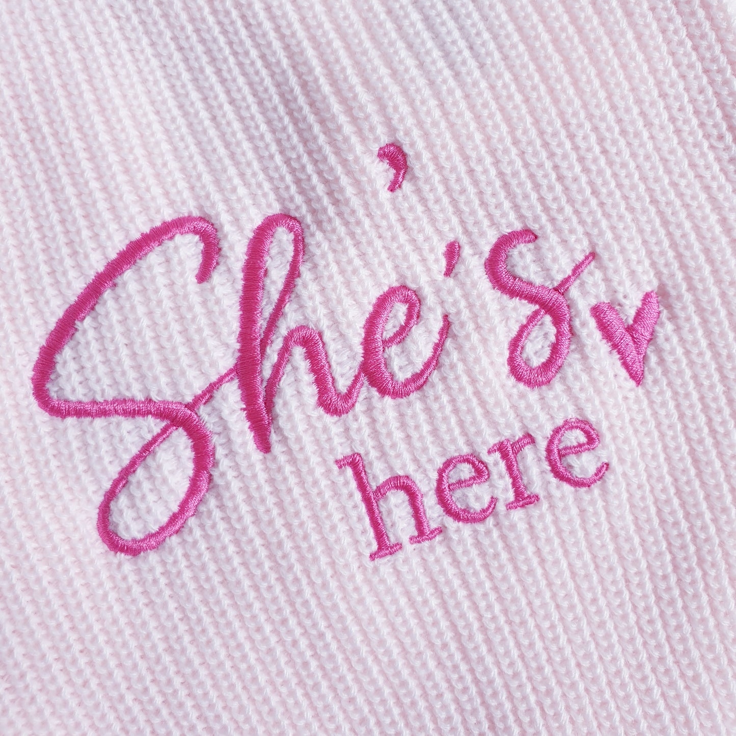 Baby Girls "She's Here" Cardigan White Pink