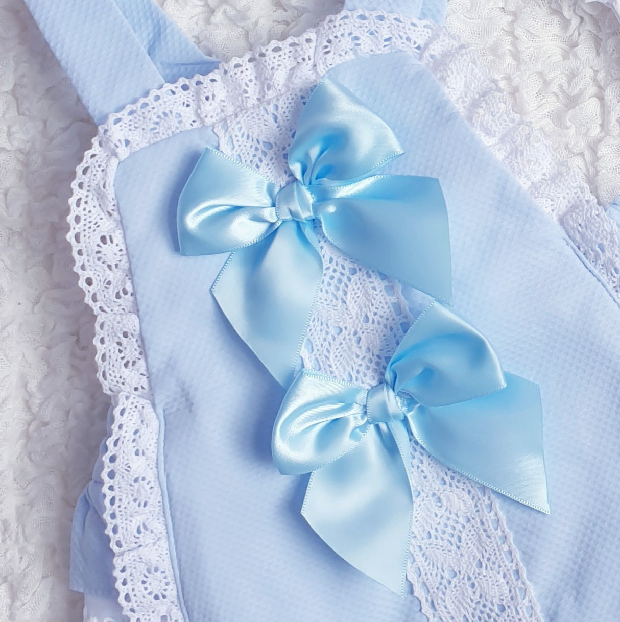 Baby Girls Spanish Double Bow Romper Pink Blue