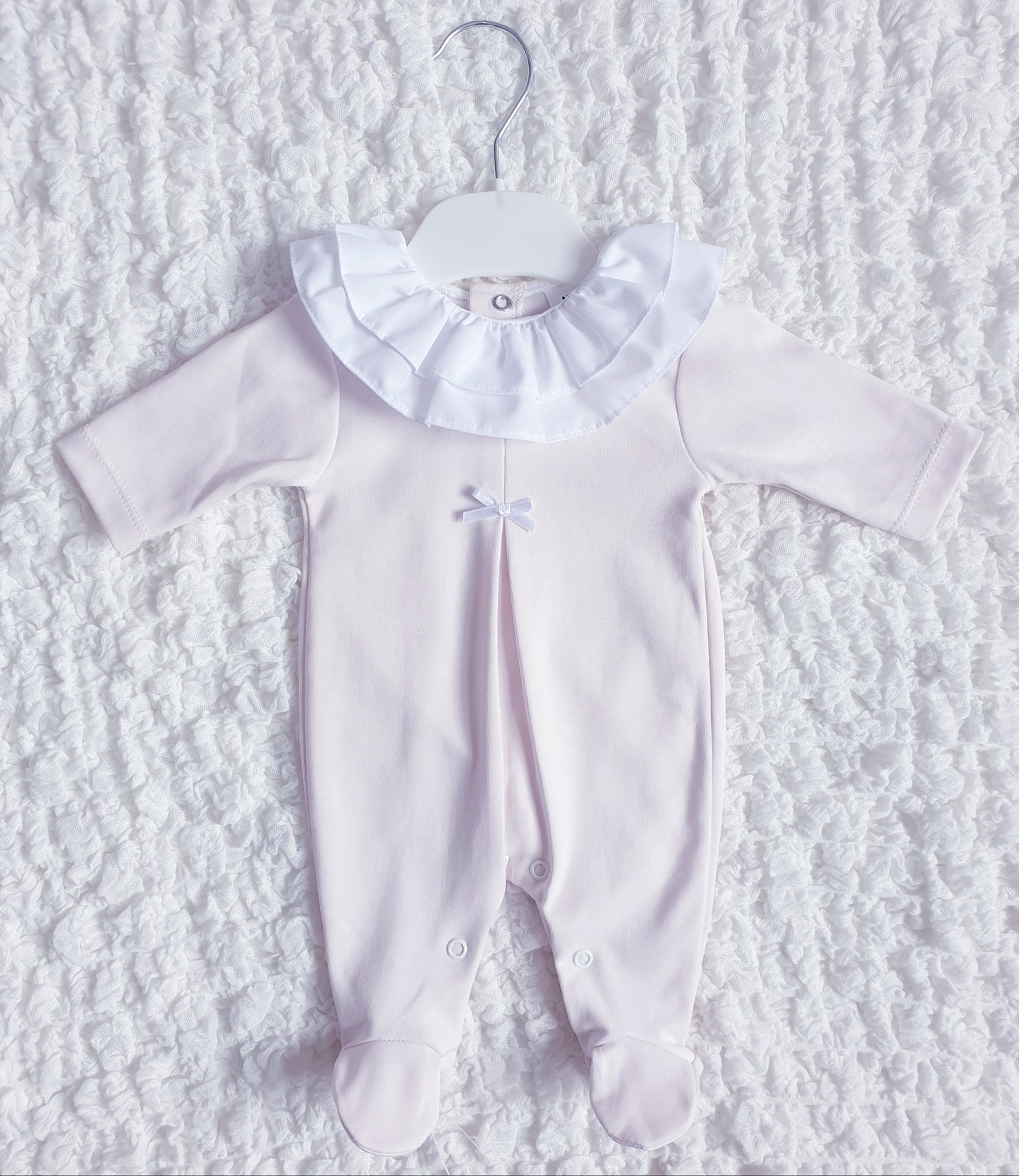 Baby Girls Pale Pink Frill Collar Babygrow
