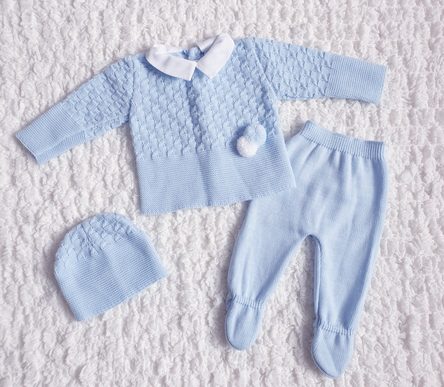 Baby Boys Spanish Blue Knitted 3 Piece Box Set