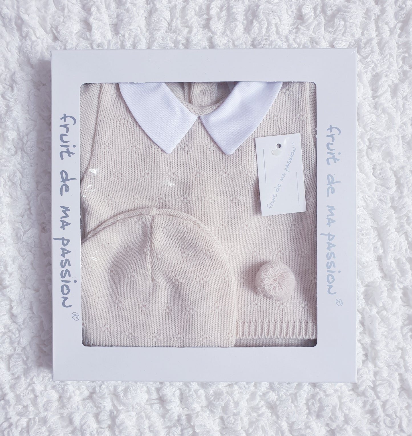 Baby Boys Spanish Beige Knitted 3 Piece Box Set