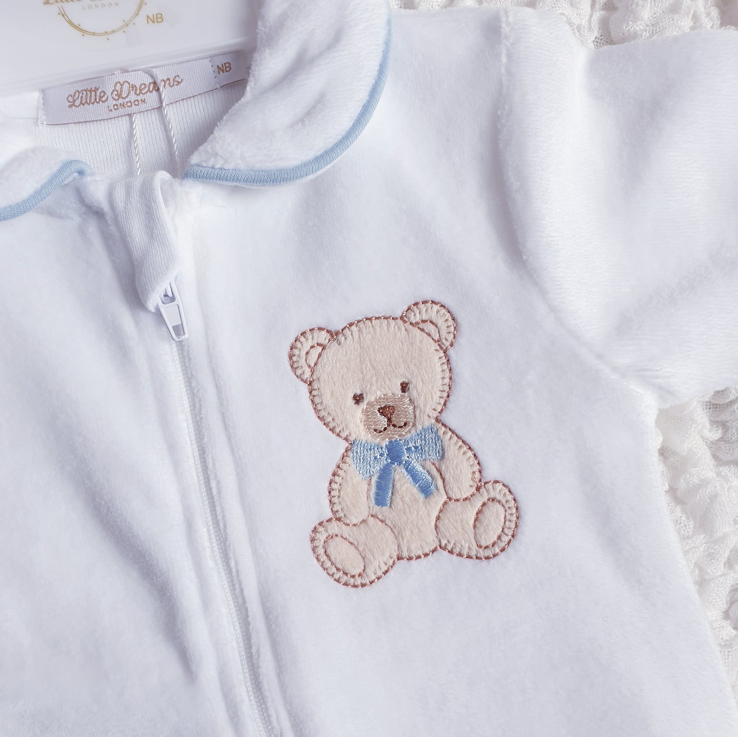 Baby Girls Boys Teddy Velour Babygrow