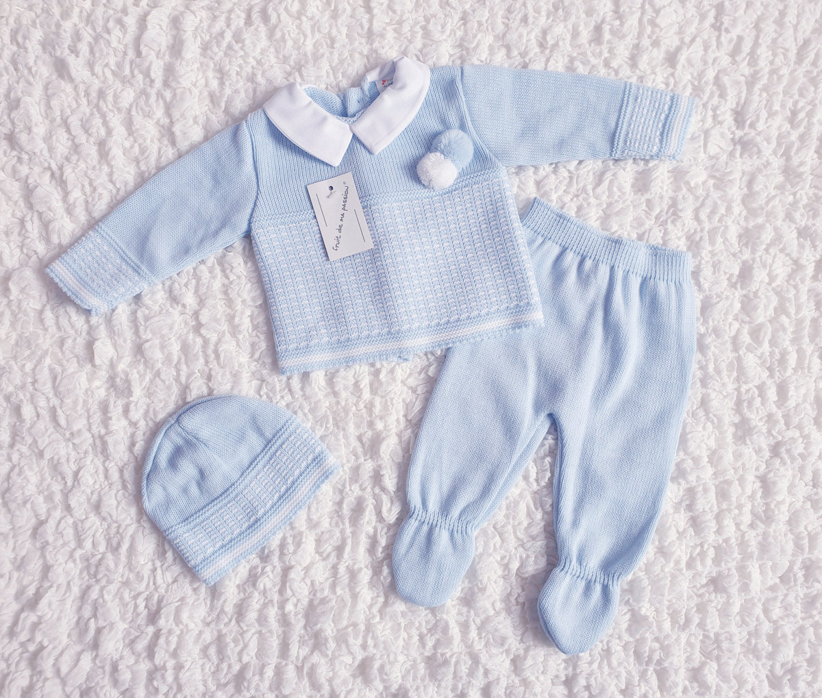 Baby Boys Spanish Blue Knitted 3 Piece Box Set