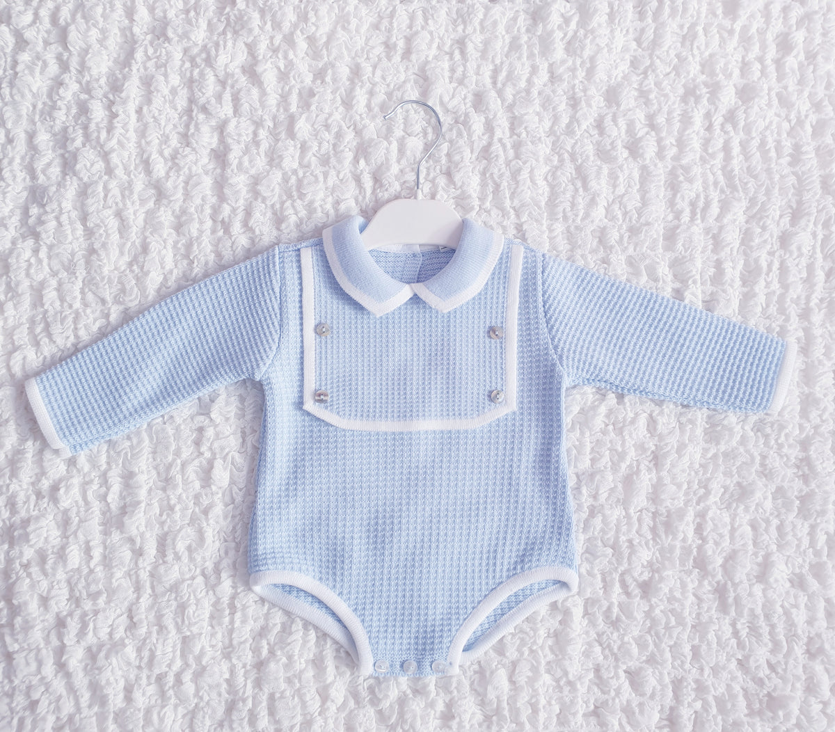 Baby Boys Blue Spanish Knitted Romper