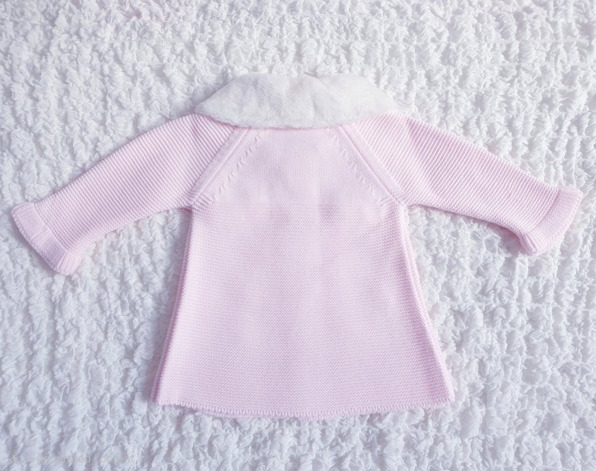 Baby Girls Pink Knitted Coat & Bonnet