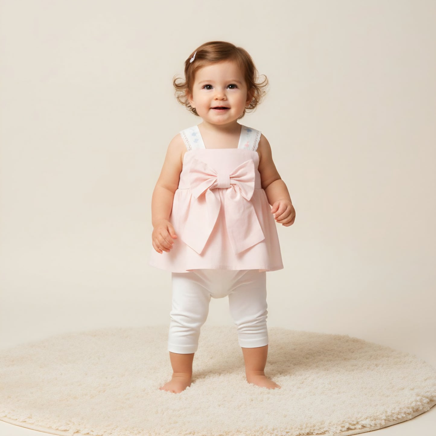 Baby Girls Pink Bow Leggings Set