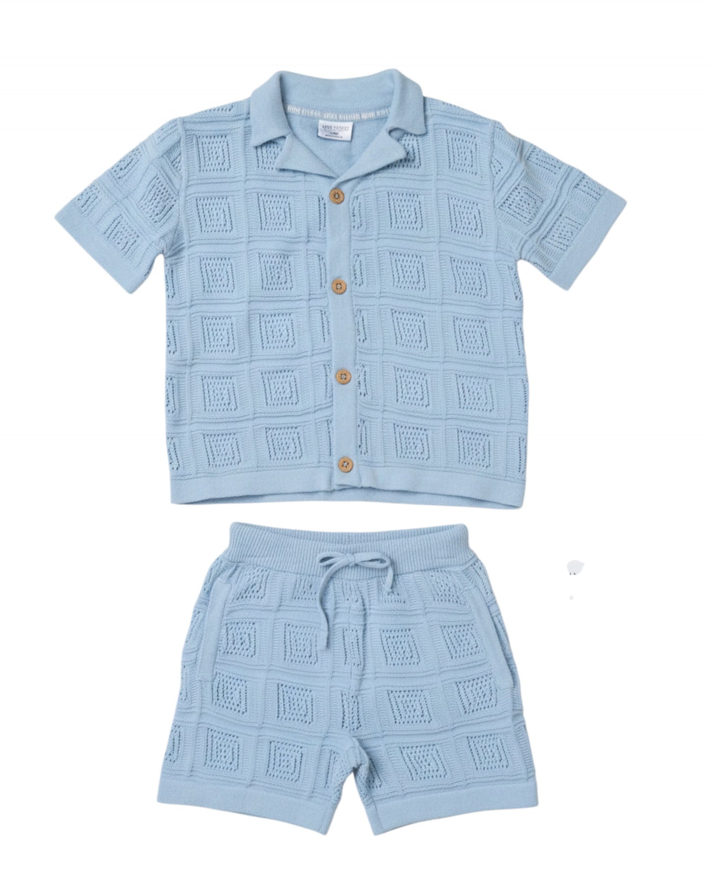 Boys Blue Knitted Shorts Set