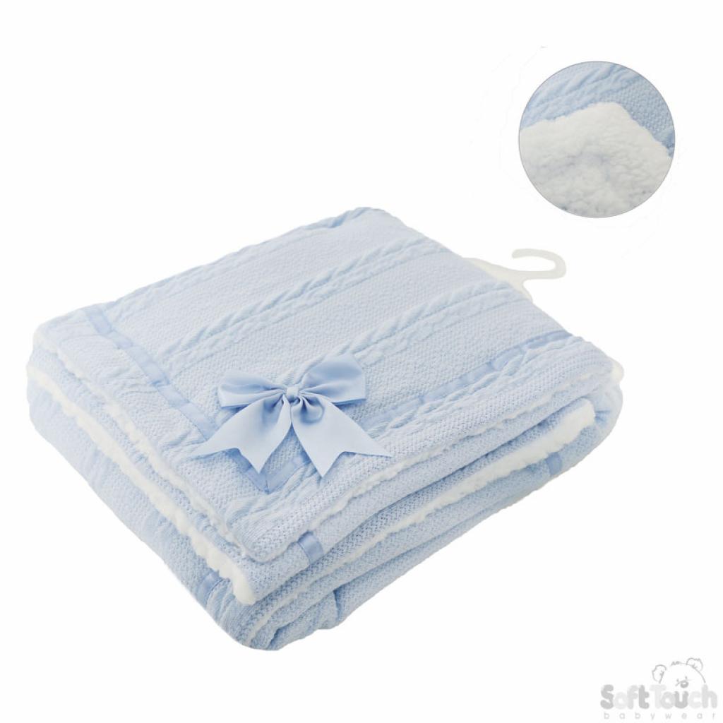 Blue Fleece Lined Bow Blanket