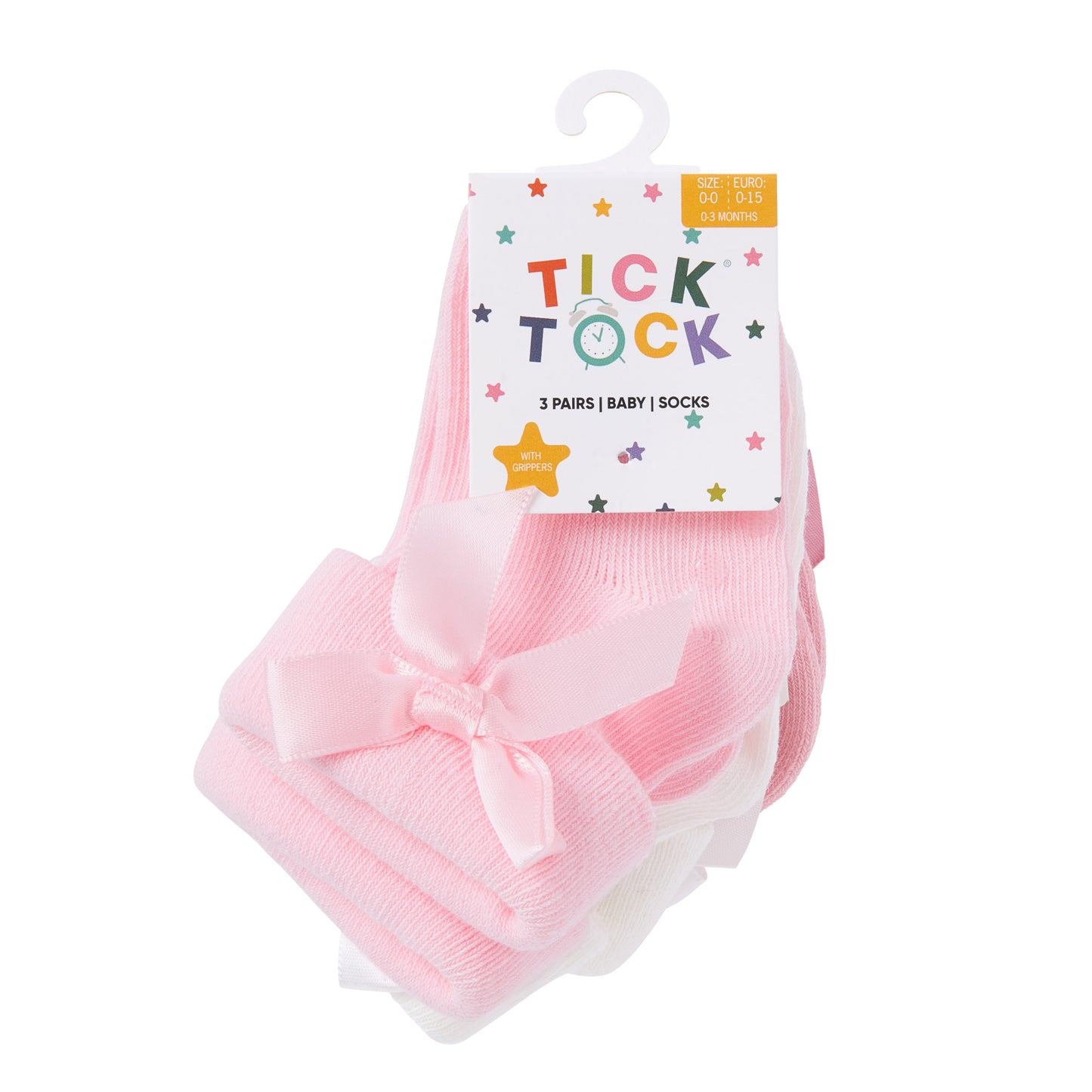Baby Girls 3 Pack Bow Socks Pink White
