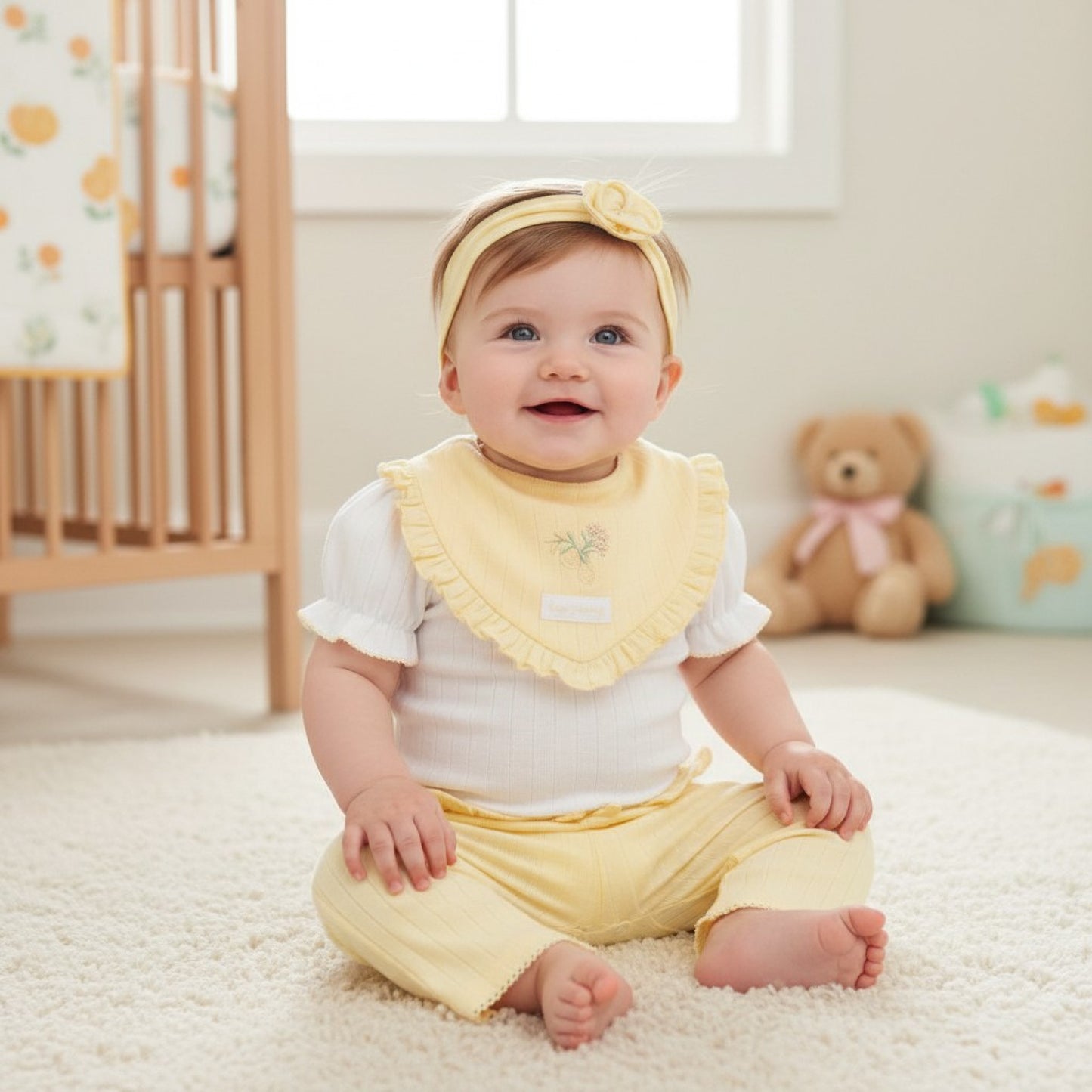 Baby Girls Lemon Ribbed Leggings Set