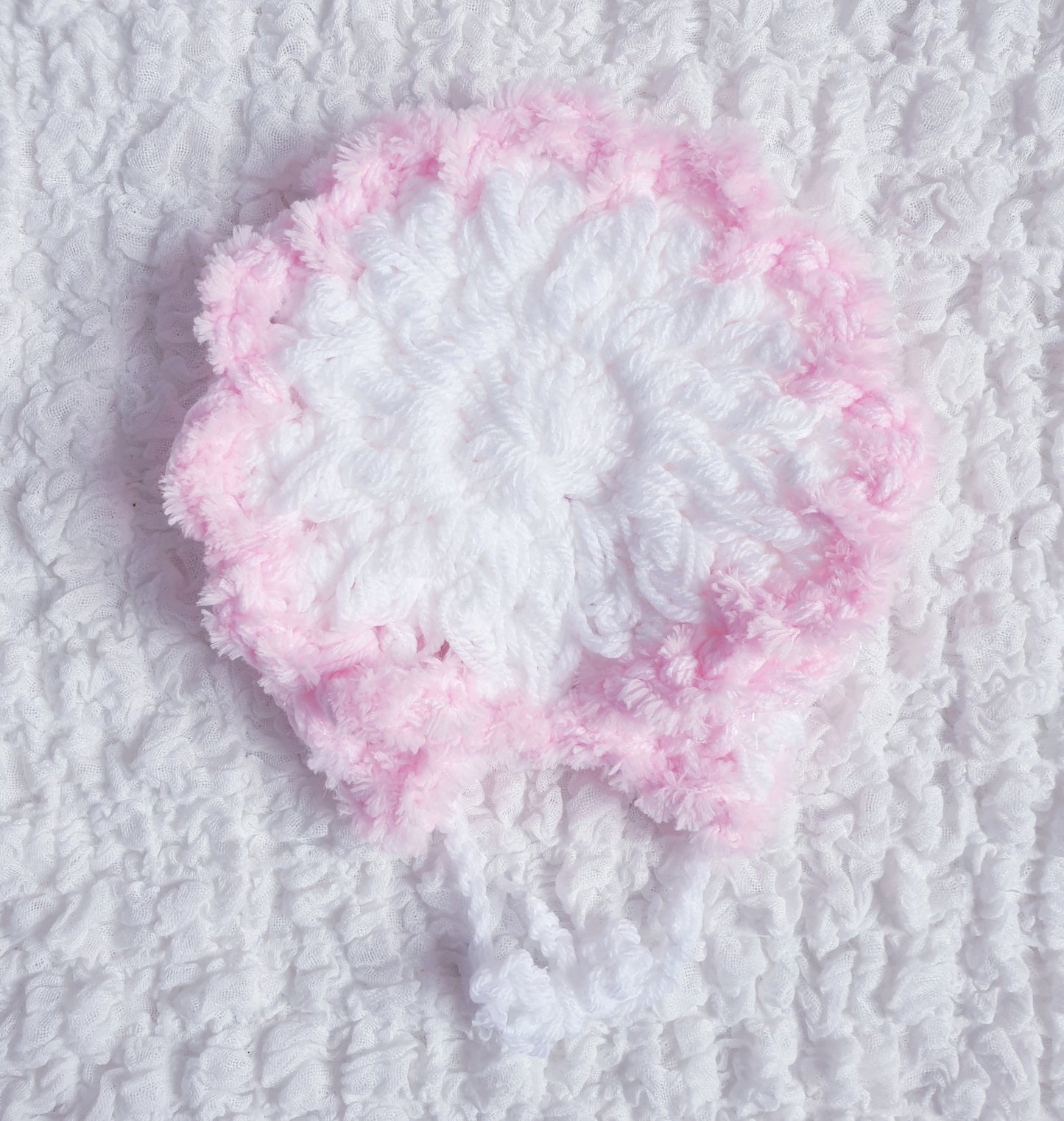 Baby Girls White/Pink Hand Knitted Cardigan & Hat