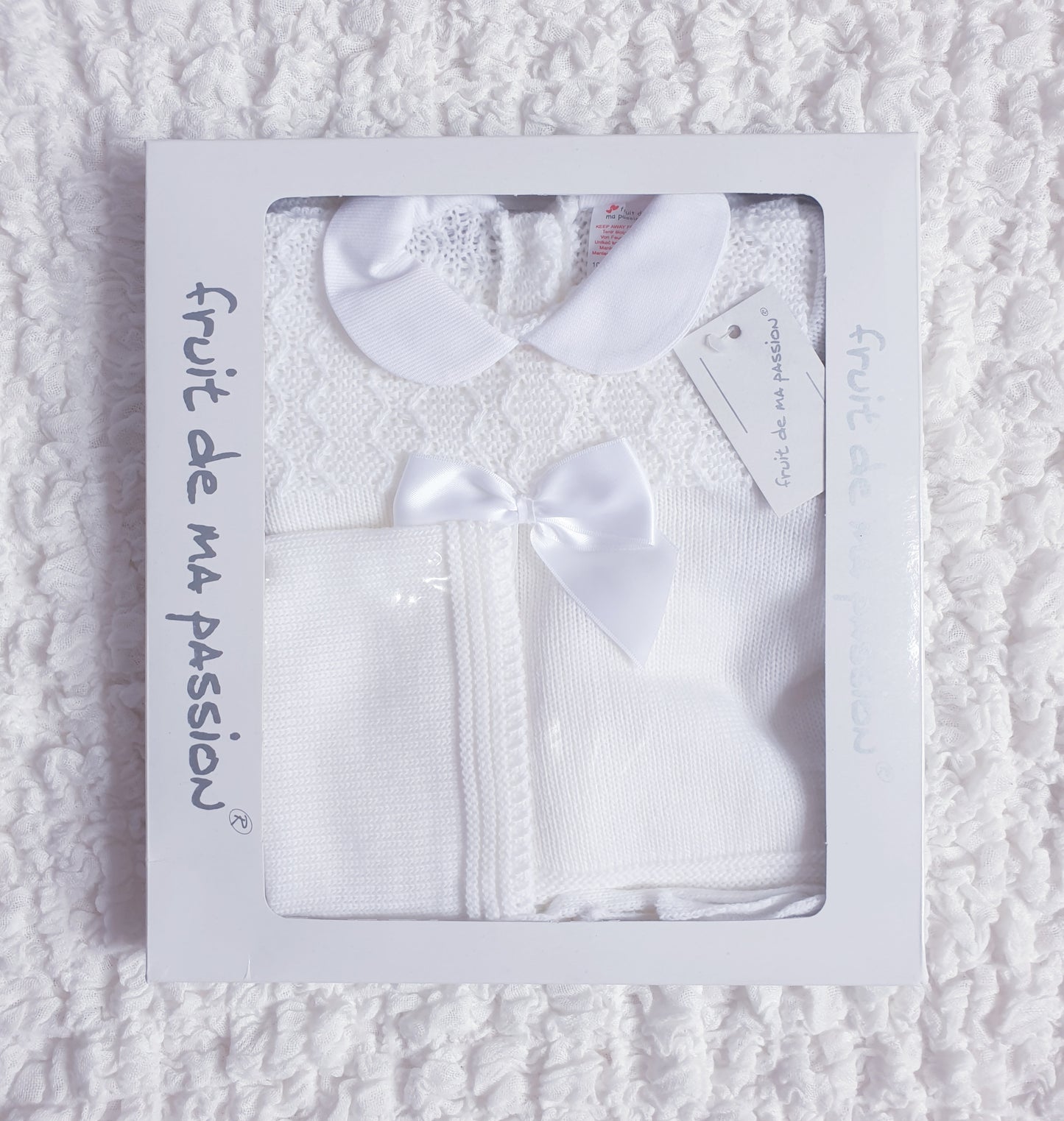 Baby Spanish White Bow Knitted Set