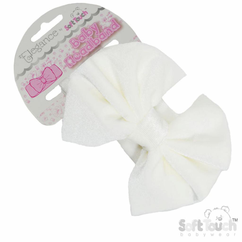 Baby Girls Cream Velvet Big Bow Headband