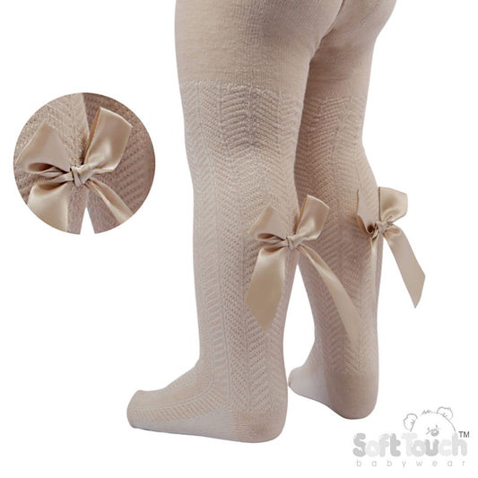 Beige/Biscuit Bow Tights