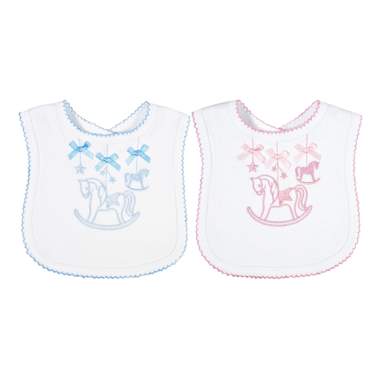 Baby Boys/Girls Rocking Horse Bib Blue/Pink