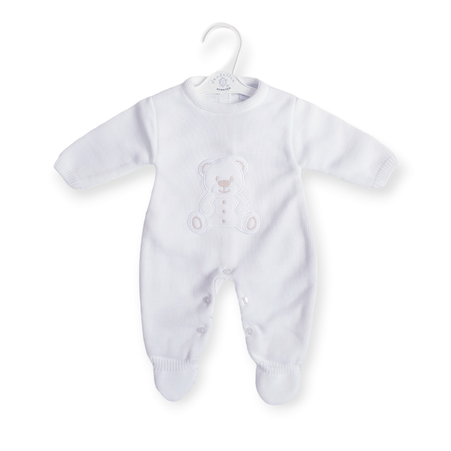 White Knitted Teddy Babygrow