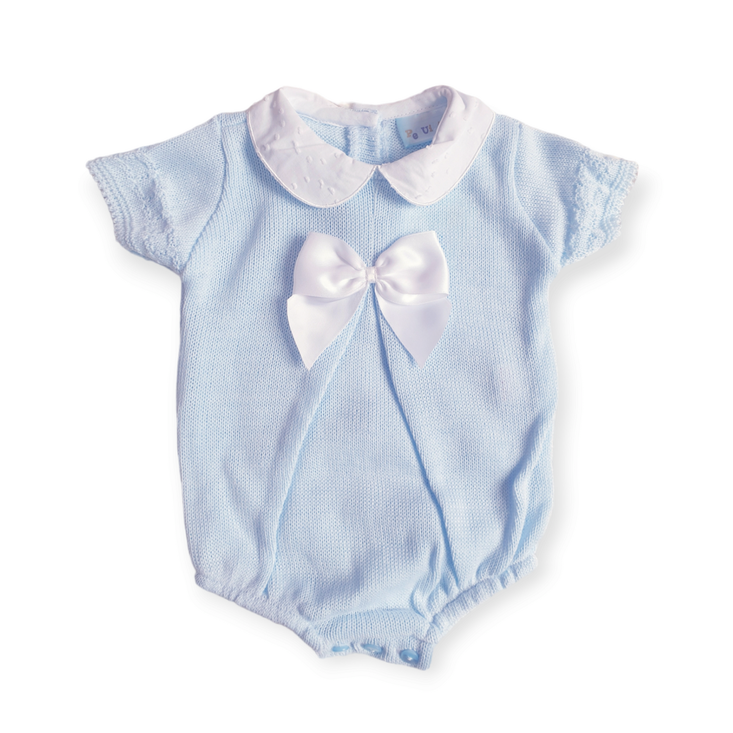 Baby Blue Knitted Bow Romper