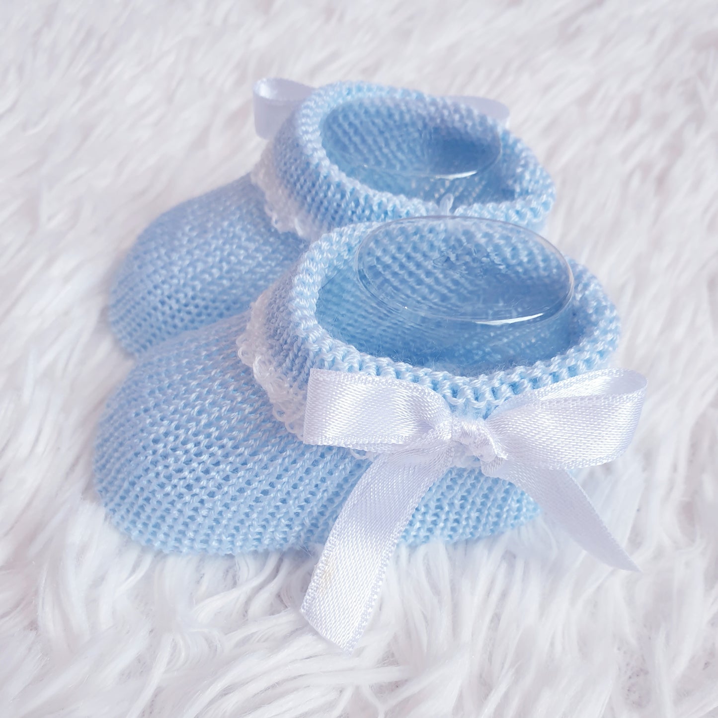 Knitted Bow Baby Booties