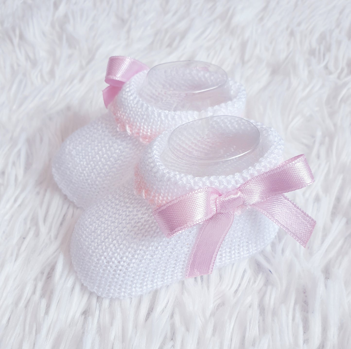 Knitted Bow Baby Booties