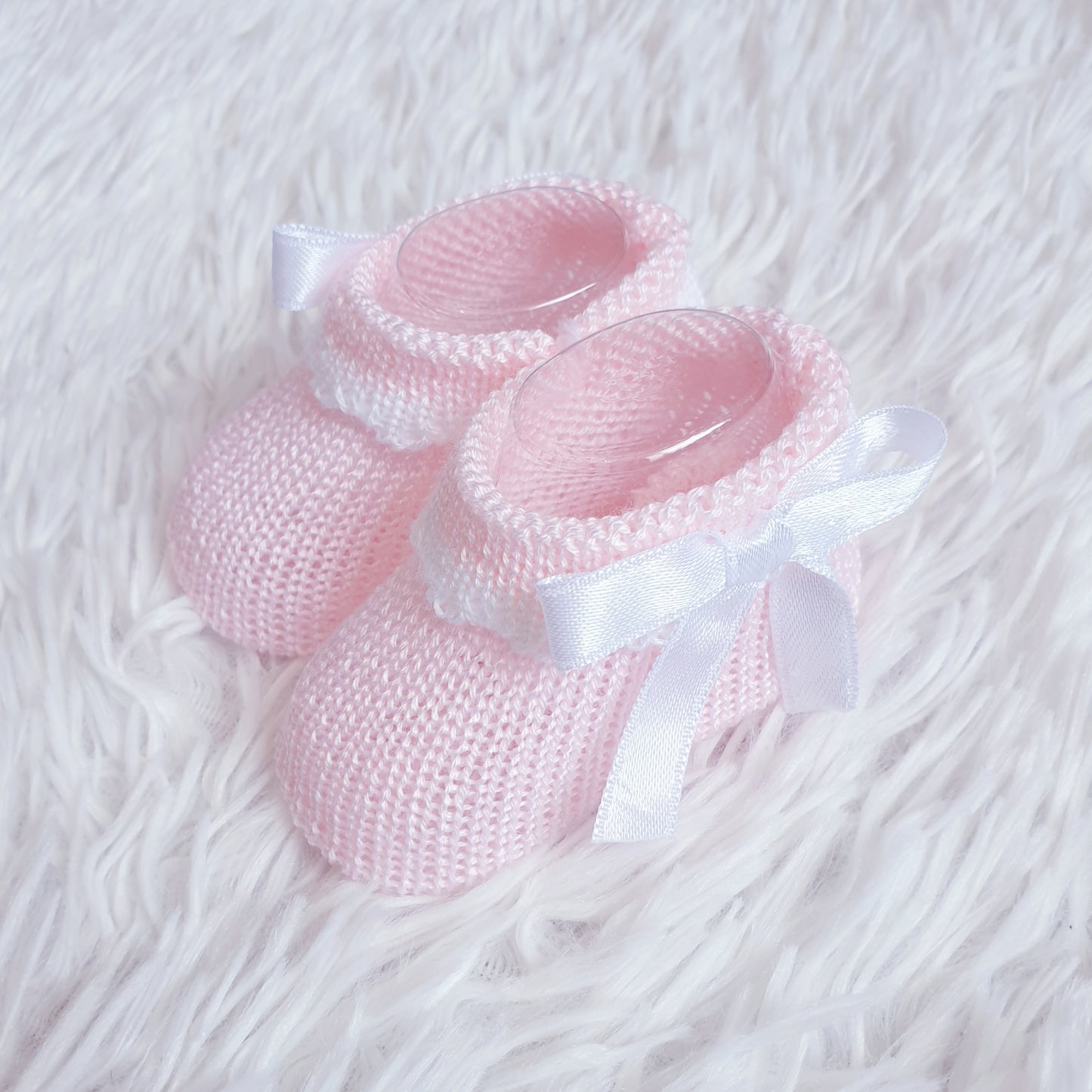 Knitted Bow Baby Booties