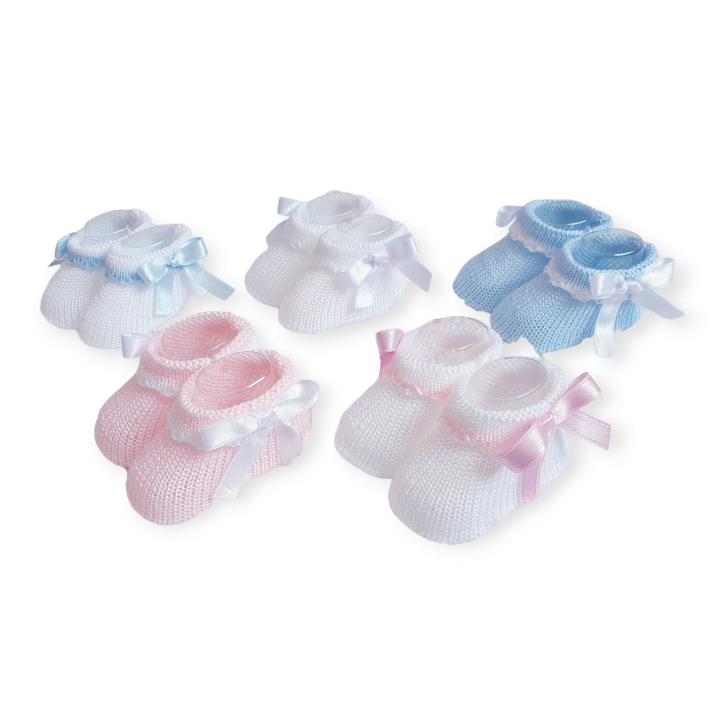 Knitted Bow Baby Booties