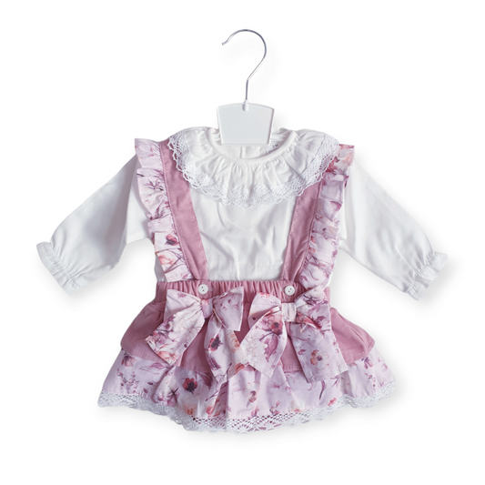 Girls Dusky Pink Spanish Jam Skirt Set