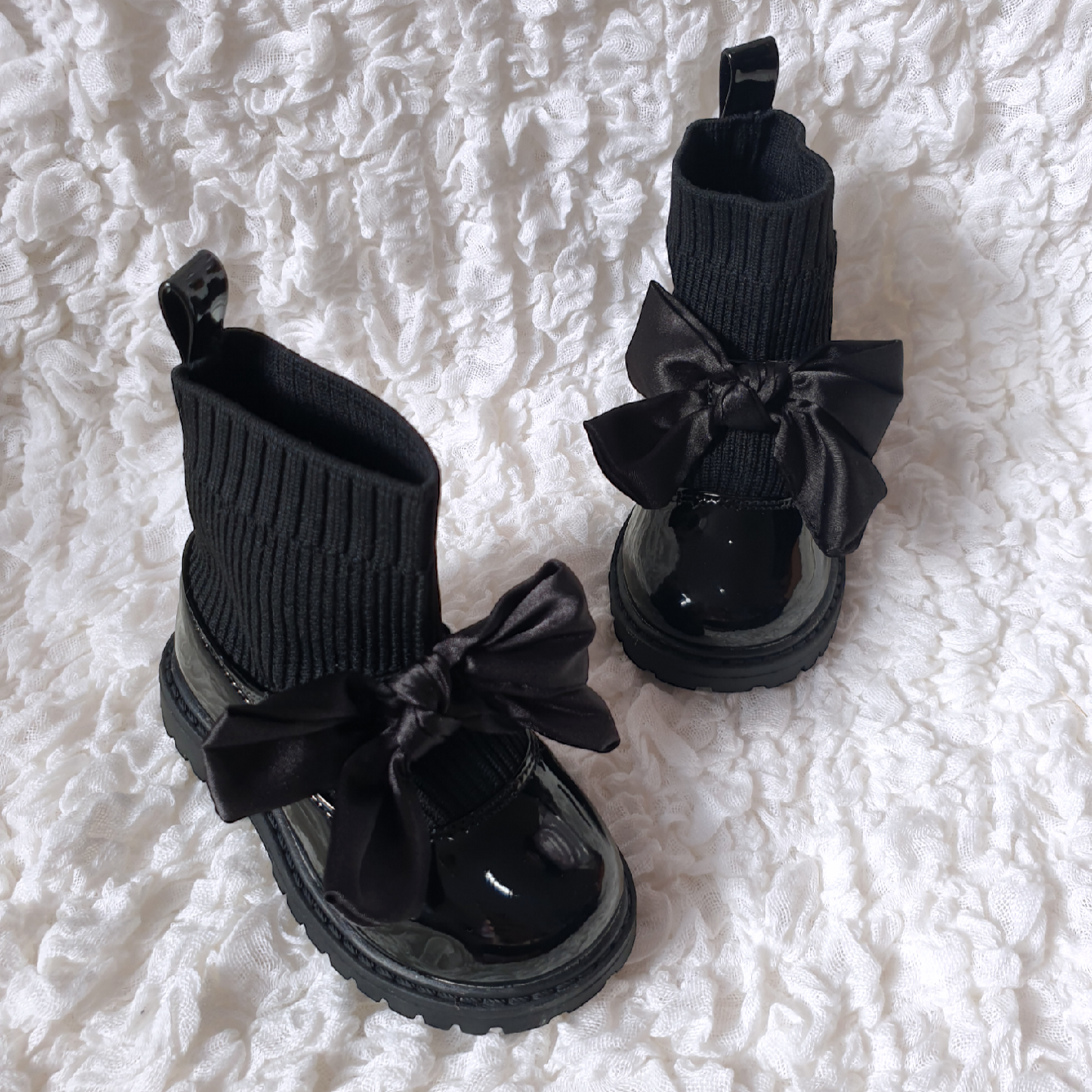 Infant Girls Black Bow Sock Boots