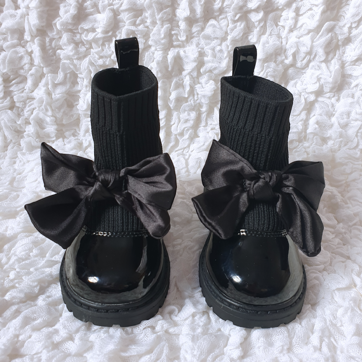 Infant Girls Black Bow Sock Boots