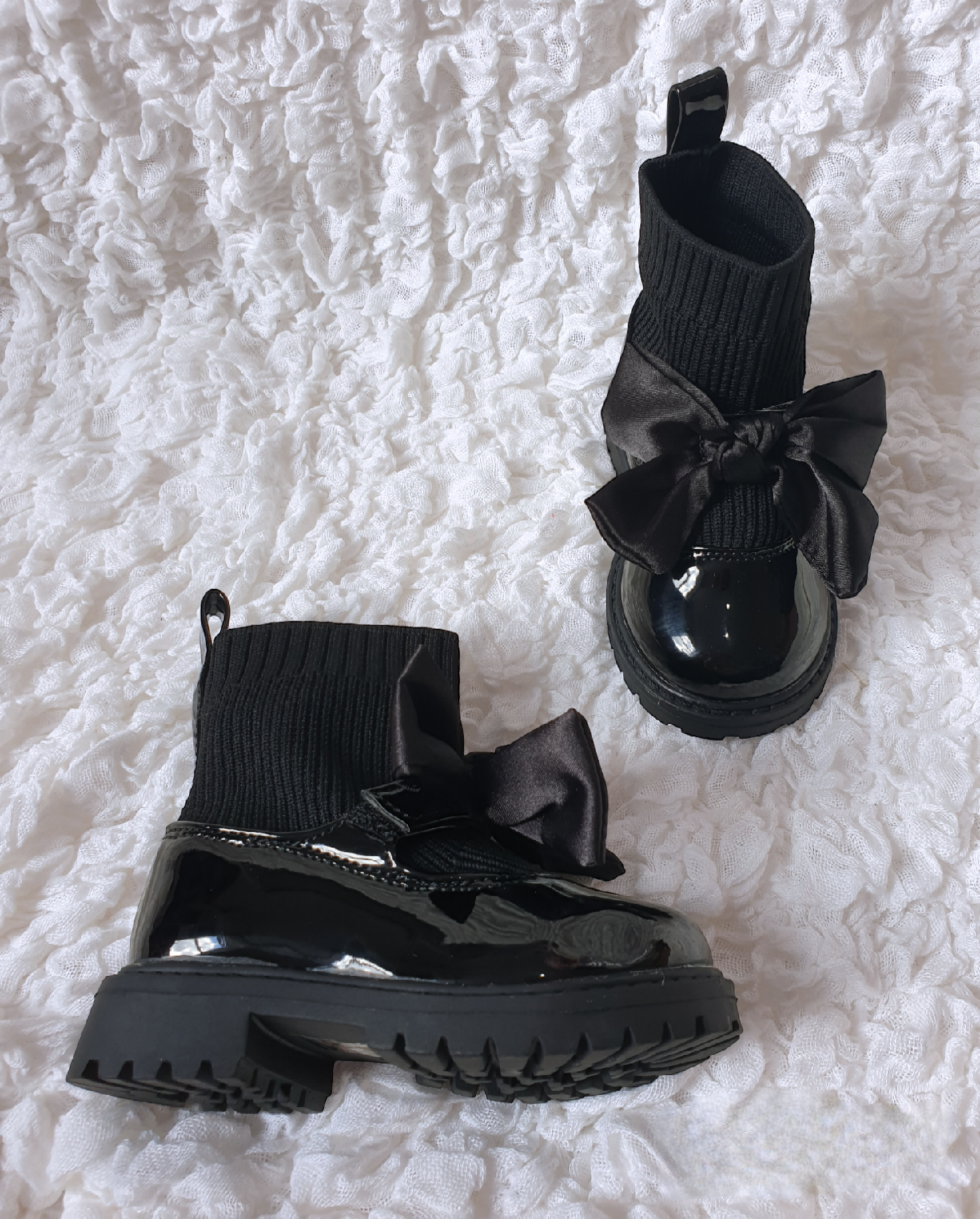 Infant Girls Black Bow Sock Boots