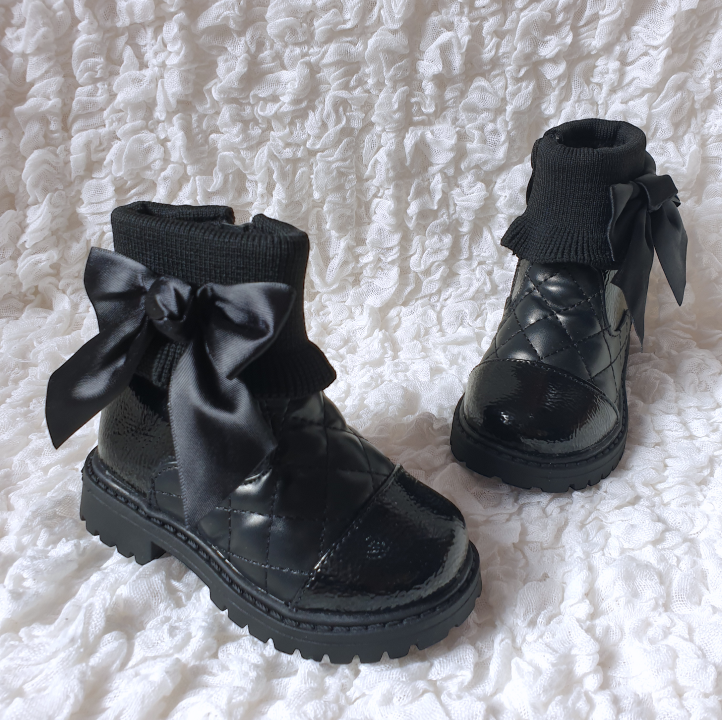 Infant Girls Black Bow Boots