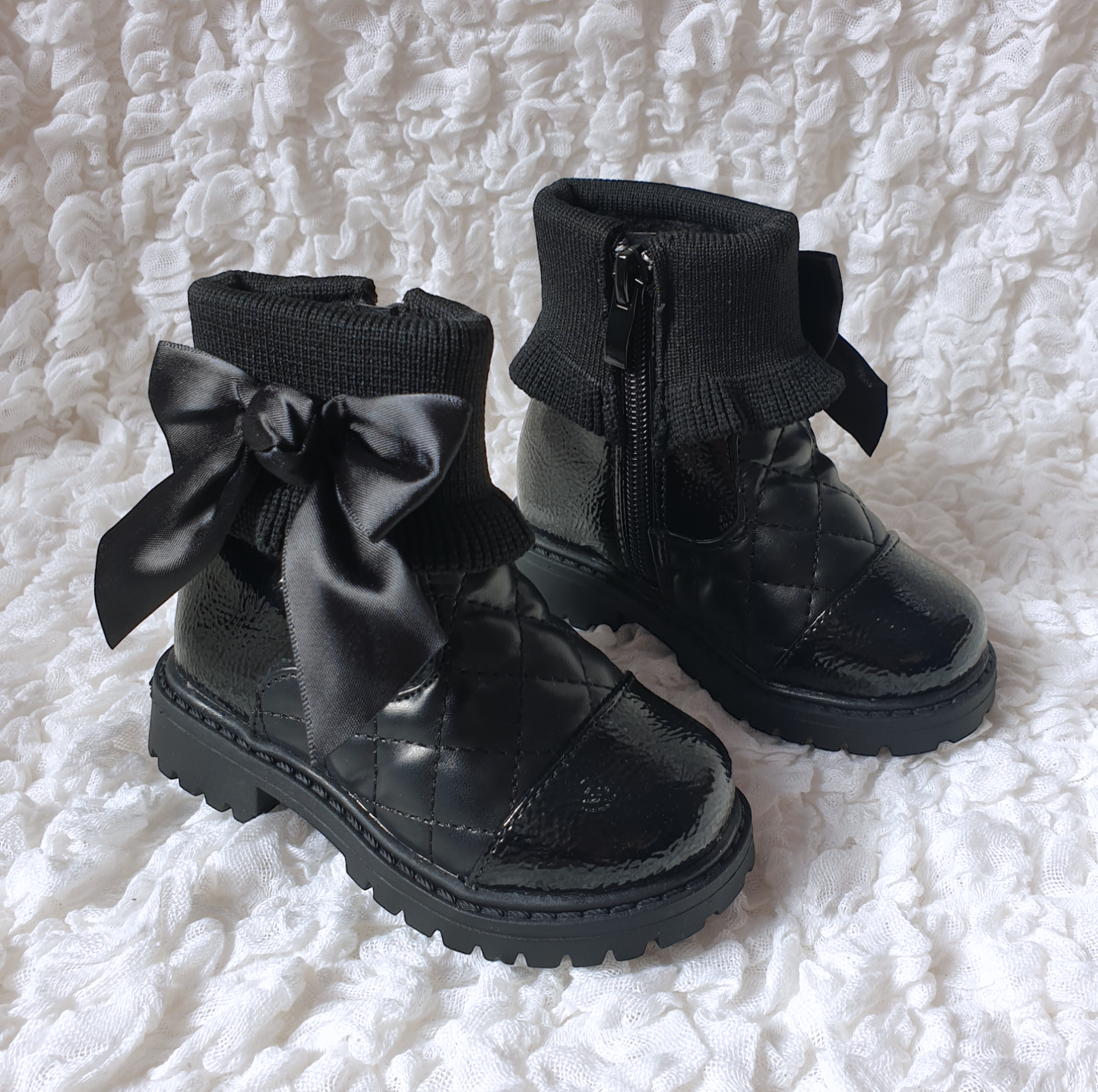 Infant Girls Black Bow Boots